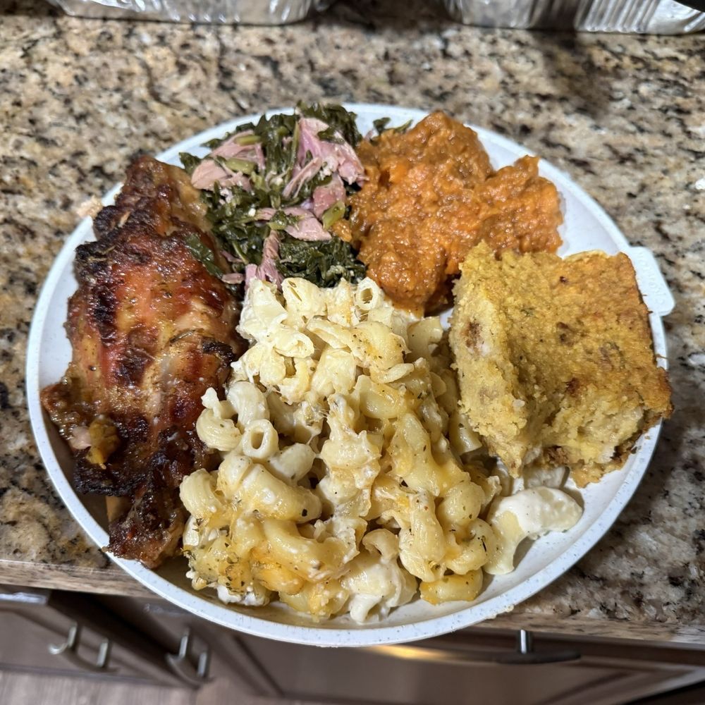 Nzuri’s Reyne - Goodness Gracious (Chicken, Mac, Yams, Greens) - Caterers Near Me Nzuri’s Reyne - Goodness Gracious (Chicken, Mac, Yams, Greens) - Caterers Near Me