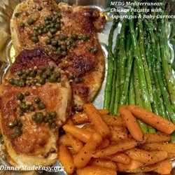 Chicken Picatta with Asparagus and Baby Carrots from our Mediterranean Menu