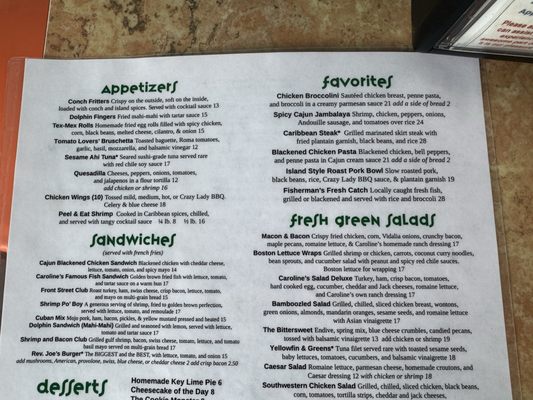 Menu photo 2 Caroline's Key West, FL