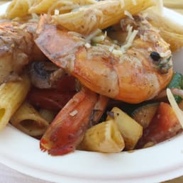 Warm jumbo shrimp (3) penne pasta salad with zucchini and mushrooms... fantastic flavor! (Barton Springs Rd location) Warm jumbo shrimp (3) penne pasta salad with zucchini and mushrooms... fantastic flavor! (Barton Springs Rd location)