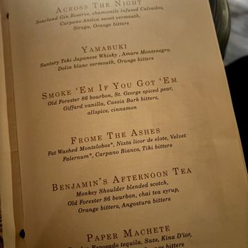 The Junto Attic Bar - October 2024 Menu. - Speakeasies Near Me - Jersey City, New Jersey