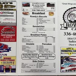 Rowdy's Café - Menu 1 of 2