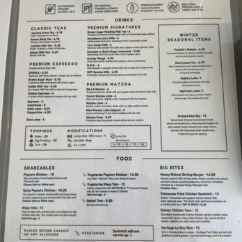 Bopomofo Cafe - Menu as of January 2024 - Bubble Tea Near Me - San Gabriel, California