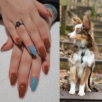 Select Nail House - Fall themed dip on natural nails for a trip to London, inspired by my best friend's pup. Janet nailed it, again. - Nail Salons Near Me - Seal Beach, California Select Nail House - Fall themed dip on natural nails for a trip to London, inspired by my best friend's pup. Janet nailed it, again. - Nail Salons Near Me - Seal Beach, California