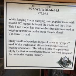 BC Forest Discovery Centre - Description of 1922 white model logging truck