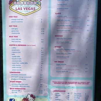Hello Kitty Cafe - Menu 08/2021 - Desserts Near Me - Las Vegas, Nevada
