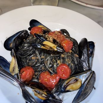 Bar La Grassa - Pasta Negra with Sea Urchin Chili , Mussels and Tomato - Italian Near Me - Minneapolis, Minnesota