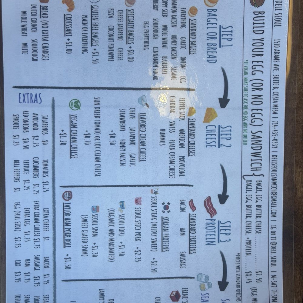 Deli Seoul - Back part of menu - Korean Near Me - Costa Mesa, California