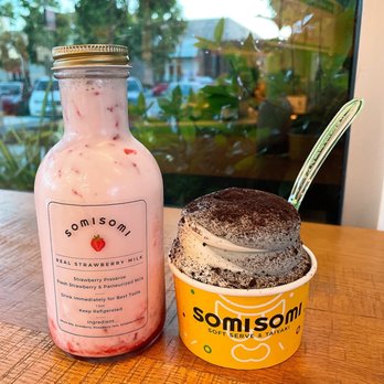 Somisomi - Real strawberry milk and Milk & Sesame swirl - Desserts Near Me - Cupertino, California Somisomi - Real strawberry milk and Milk & Sesame swirl - Desserts Near Me - Cupertino, California