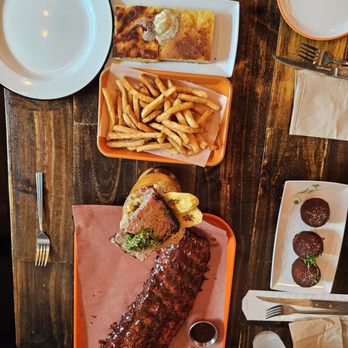 Smoke and Dough - Mac & cheese, BBQ fries, trifongo with brisket and full rack of ribs. - Barbeque Near Me - Miami, Florida Smoke and Dough - Mac & cheese, BBQ fries, trifongo with brisket and full rack of ribs. - Barbeque Near Me - Miami, Florida