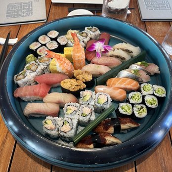 Morimoto Maui - Chef's choice platter plus extra California roll and kappa maki - Japanese Near Me - Wailea, Hawaii Morimoto Maui - Chef's choice platter plus extra California roll and kappa maki - Japanese Near Me - Wailea, Hawaii
