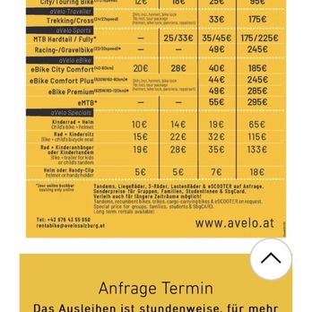 aVelo Radverleih CITY-Staatsbrücke - Price list July 2023 - Bike Rentals Near Me - Salzburg, 5 aVelo Radverleih CITY-Staatsbrücke - Price list July 2023 - Bike Rentals Near Me - Salzburg, 5