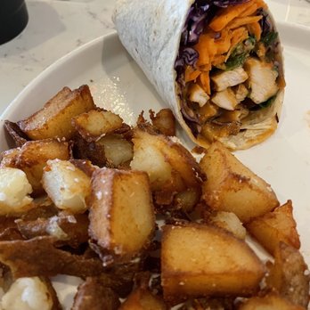 MID KITCHEN - Chicken Satay Wrap with Side of Home fries - Breakfast & Brunch Near Me - Evanston, Illinois