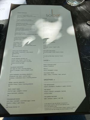 Menu photo 1 Solbar Calistoga, CA Menu photo 1 Solbar Calistoga, CA