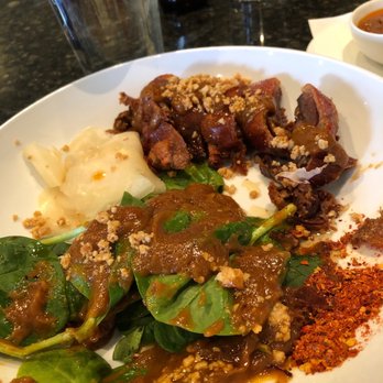 Siam Thai Cuisine - Crazy Duck ... crispy duck, spinach w/ peanut sauce. And an order of sticky rice - Thai Near Me - Reno, Nevada Siam Thai Cuisine - Crazy Duck ... crispy duck, spinach w/ peanut sauce. And an order of sticky rice - Thai Near Me - Reno, Nevada