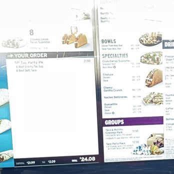 Taco Bell - You can clearly see what they're charging, compared to what's displayed on the menu. - Fast Food Near Me - Tarzana, California Taco Bell - You can clearly see what they're charging, compared to what's displayed on the menu. - Fast Food Near Me - Tarzana, California