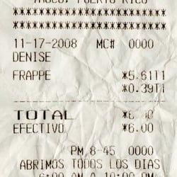 Cyber Cafe Tropical - Receipt