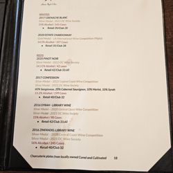 Seven Angels Cellars - Wine tasting menu