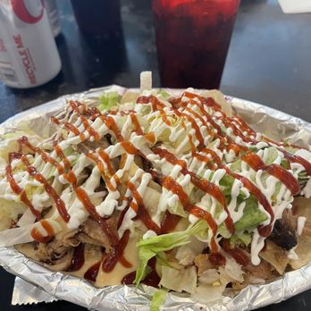 Patches BBQ and more - Bbq nachos with pulled pork, bbq sauce, sour cream, and lettuce - Chicken Shop Near Me - Strawberry Plains, Tennessee Patches BBQ and more - Bbq nachos with pulled pork, bbq sauce, sour cream, and lettuce - Chicken Shop Near Me - Strawberry Plains, Tennessee