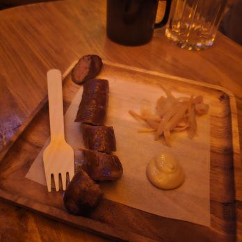 Cozy Pine - Smoked Chedder Bratwurst - Speakeasies Near Me - Irvine, California Cozy Pine - Smoked Chedder Bratwurst - Speakeasies Near Me - Irvine, California