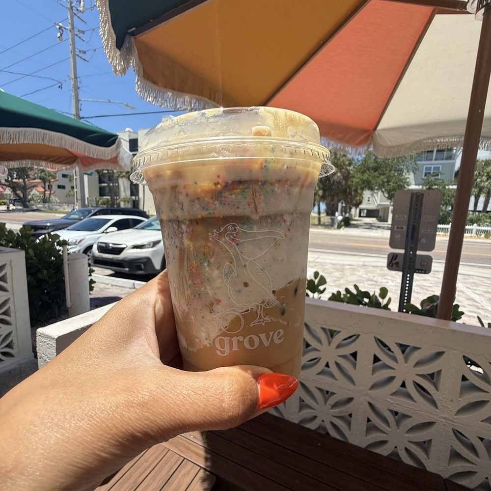Grove Surf Cafe - Birthday cake iced latte special - Coffee & Tea Near Me - Indian Rocks Beach, Florida Grove Surf Cafe - Birthday cake iced latte special - Coffee & Tea Near Me - Indian Rocks Beach, Florida