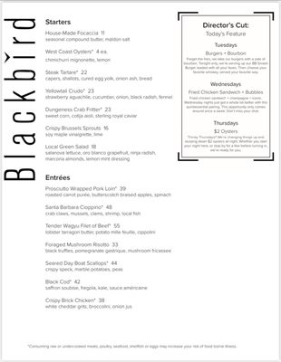Menu photo 2 Blackbird Santa Barbara, CA Menu photo 2 Blackbird Santa Barbara, CA