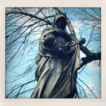 St. Boniface Cemetery - Granit statue of St. Helen, erected to the memory of Nrs. Louise Hesing - Funeral Services & Cemeteries Near Me - Chicago, Illinois