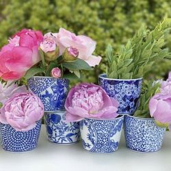 Magpies Gifts - Blue pots are versatile for spring time posies to a little greenery by your bedside.