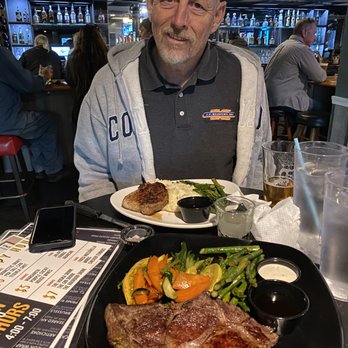 Casino Inn - I don't think you can see mine (Prime Rib) but here's hubby's Pork Chop Dinner, pure deliciousness - Dive Bars Near Me - Alpine, California Casino Inn - I don't think you can see mine (Prime Rib) but here's hubby's Pork Chop Dinner, pure deliciousness - Dive Bars Near Me - Alpine, California