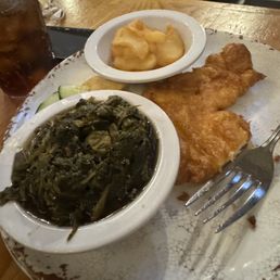 Fried chicken and collards and apples