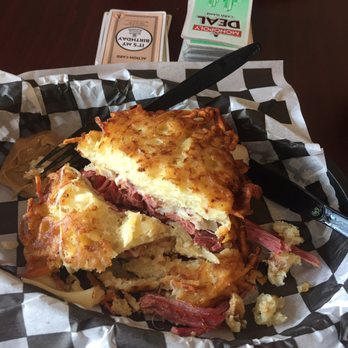 Biderman's Deli - Crispy delicious latkes with corn beef - Delis Near Me - Austin, Texas