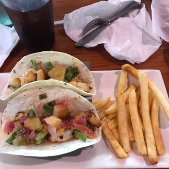 Gilligan's Seafood Restaurant - Beaufort - Shrimp tacos with pineapple salsa.  Good not great. - Seafood Near Me - Beaufort, South Carolina
