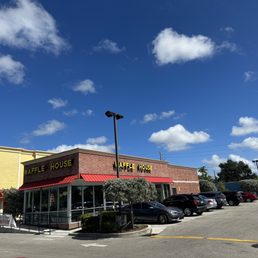 a view of the waffle house from the parking lot a view of the waffle house from the parking lot