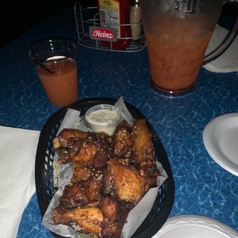 The House - Garlic Parmesan wings and a peach margarita! - American Near Me - Durham, North Carolina
