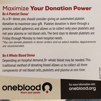 OneBlood Mandarin Donor Center - Being a Platelet donor - Blood & Plasma Donation Centers Near Me - Jacksonville, Florida OneBlood Mandarin Donor Center - Being a Platelet donor - Blood & Plasma Donation Centers Near Me - Jacksonville, Florida