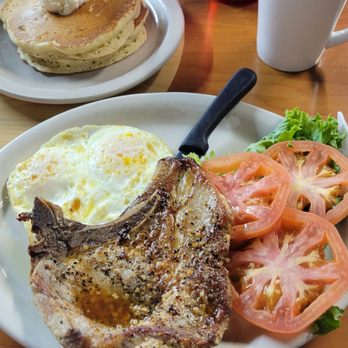 Brookside Cafe - Got the eggs and porkchop (substituted tomatoes for hashbrowns as it comes with 2 pancakes). It was delicious and coffee was amazing. - Breakfast & Brunch Near Me - Hurst, Texas Brookside Cafe - Got the eggs and porkchop (substituted tomatoes for hashbrowns as it comes with 2 pancakes). It was delicious and coffee was amazing. - Breakfast & Brunch Near Me - Hurst, Texas