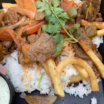 Sabores - Lomo Saltado with Rice - Peru - Latin American Near Me - Logan, Utah