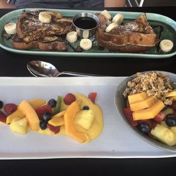 Hideout - French toast and fruit and mango Greek yogurt - Bars Near Me - Honolulu, Hawaii Hideout - French toast and fruit and mango Greek yogurt - Bars Near Me - Honolulu, Hawaii