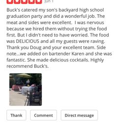 Buck's BBQ Catering - Sample menu with price