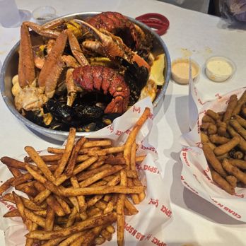 Crab N Spice Carson - Castaway Combo, Cajun Fries and Fried String Beans. - Seafood Near Me - Carson, California