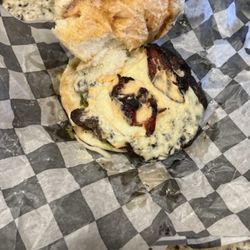 Hungry Hearts - That black stuff on the top is bacon. Bread was soggy. No lettuce or onions. Disgusting.