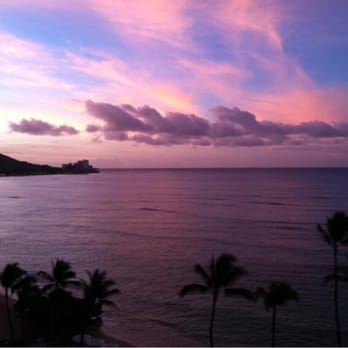 Halekulani Hotel - View from our wedding suite at the Halekulani hotel. Sunrise of wedding day! - Hotels Near Me - Honolulu, Hawaii