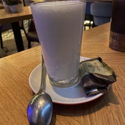 Hot chocolate: rich chocolate morsels mixed in hot milk