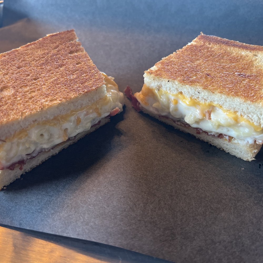 Rustlers BBQ - Bacon mac & cheese grilled cheese - Southern Near Me - Henryetta, Oklahoma
