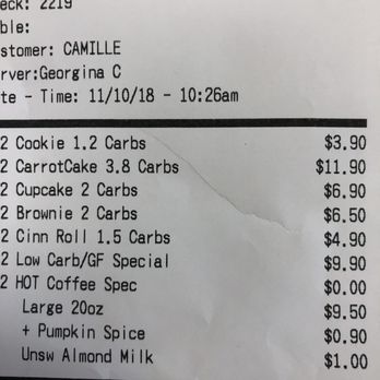 Zambawango - Receipt with carb count! - Coffee & Tea Near Me - Sandy Springs, Georgia Zambawango - Receipt with carb count! - Coffee & Tea Near Me - Sandy Springs, Georgia