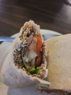 Photo of Equal Grounds Coffee House - Rochester, NY, US. Build Your Oen Wrap Pick Two - Gryo Beef with Feta, Lettuce, Tomatoes and Onion