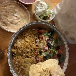 Zorbaz - Cheese Enchilada Dinner (Cuatro #4) chips and queso