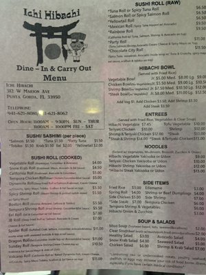 Menu photo 2 ICHI HIBACHI Punta Gorda, FL