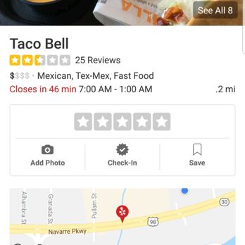 Taco Bell - Says that it's open til 1am - Fast Food Near Me - Navarre, Florida