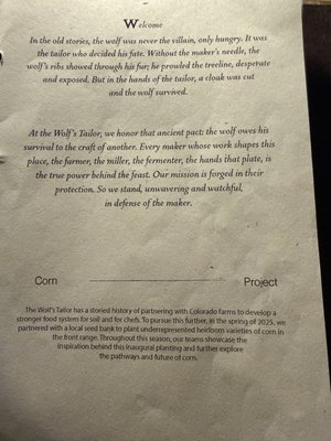 Menu photo 1 The Wolf's Tailor Denver, CO